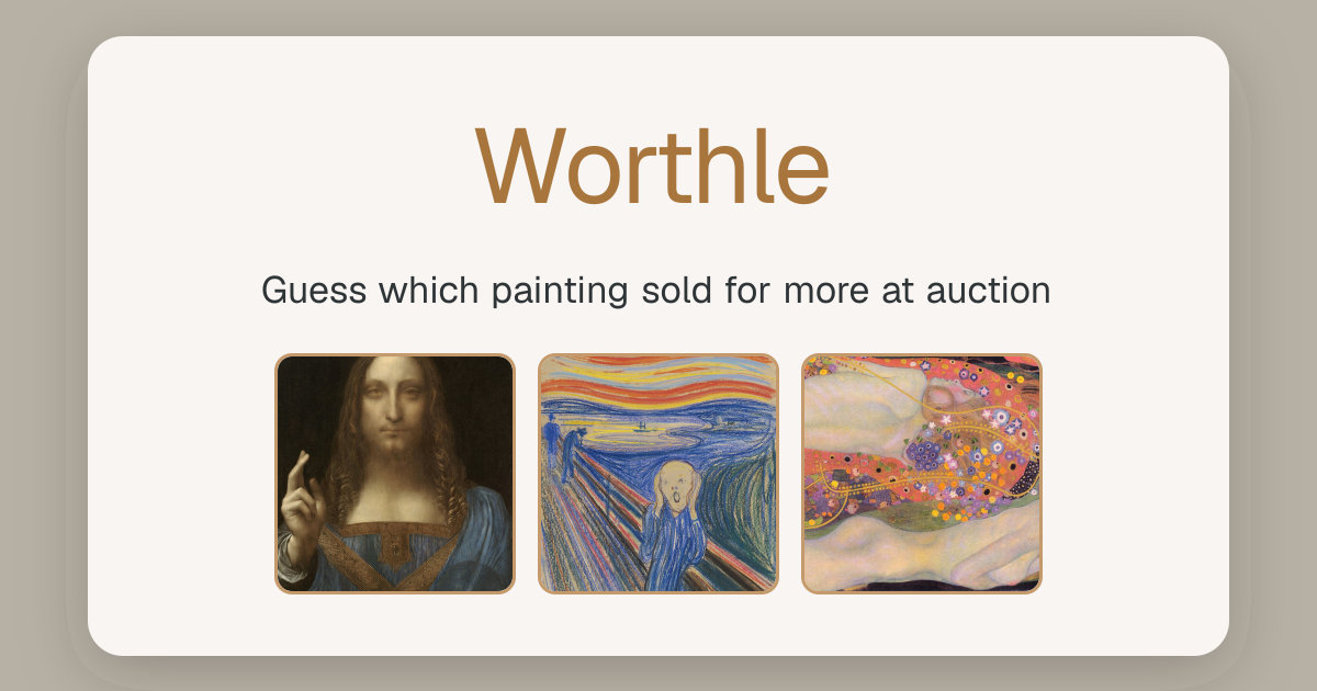 Decided to get into the world of daily games and made a game where users decide which painting sold  logo